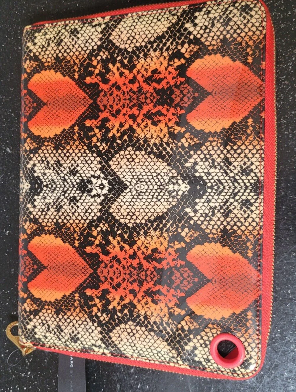 Marc by Marc Jacobs Red & Black Snake-Print Tablet/ Ipad Case NWT